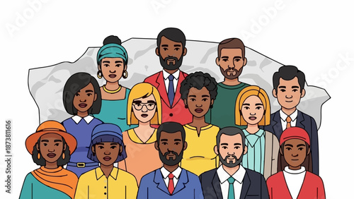 Wallpaper Mural Diverse group of people in a casual gathering, animated style Torontodigital.ca