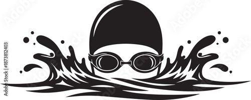 Swimmer logo icon Silhouette vector black on a white background
