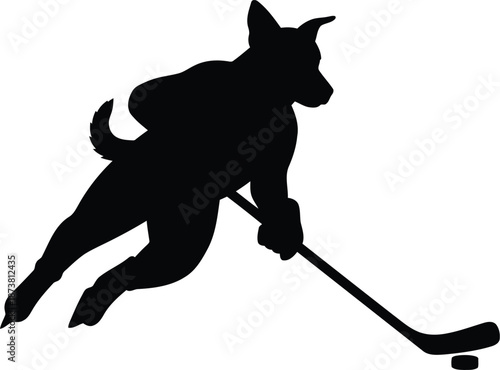 Playful Dog Hockey Silhouette for Sport Lovers