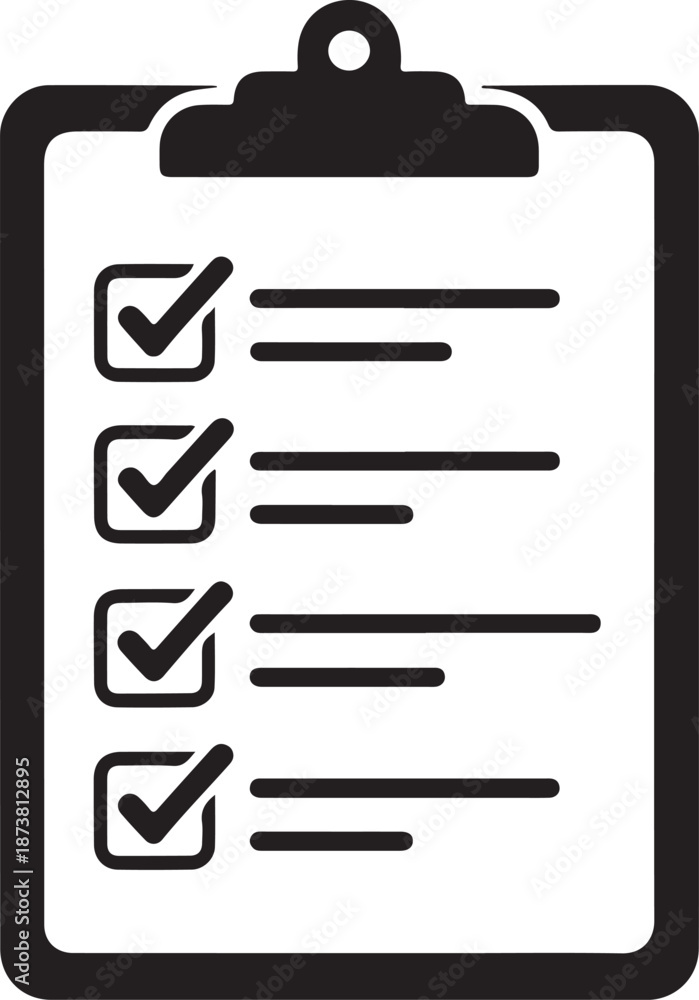 Fototapeta premium Checklist Clipboard Task List Silhouette Icon
