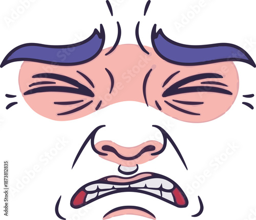 Exaggerated cartoon face showing extreme discomfort