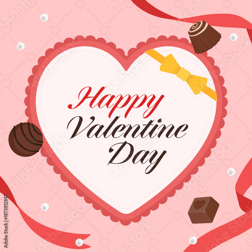 발렌타인 데이 하트 리본 프레임 템플릿