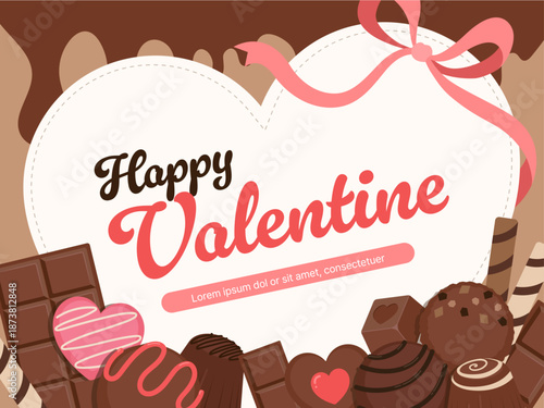 발렌타인데이 초콜릿 하트 리본 프레임 템플릿