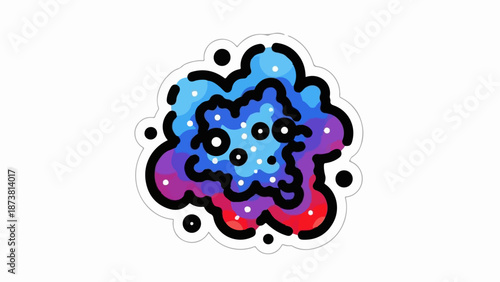 Colorful abstract blob with dots and outline