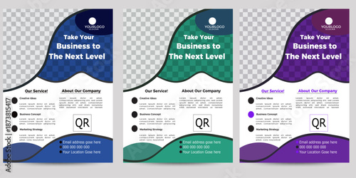 Innovative corporate flyer design collection featuring abstract shapes, a contemporary business layout and an editable vector format for professional presentation marketing
