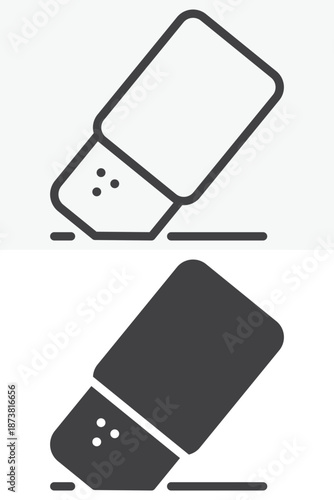 Eraser icon set in different style. Line, outline and solid vector icon with editable stroke. Delete sign and symbol for edit, remove and clean icon.