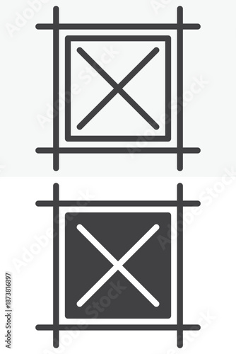 Crop tool icon set in different style. Line, outline and solid vector icon with editable stroke. Resize sign and symbol for image editing icon.