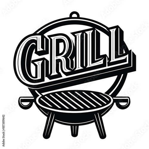 Barbecue grill sign vector illustration badge icon design