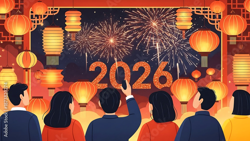 Celebrating the Year of the Dragon 2026 with a Spectacular Fireworks Display and Festive Lanterns