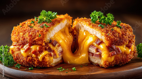 Chicken cordon bleu cut ope...