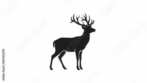 Silhouette of a Majestic Stag with Antlers.