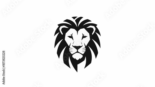 Stylized Lion Head Emblem Black and White.