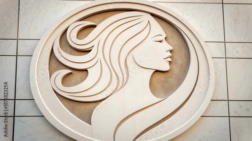 Abstract Design of Woman Profile Symbolizing Women History and Empowerment with Stylized Female Figure on Textured Wall Art