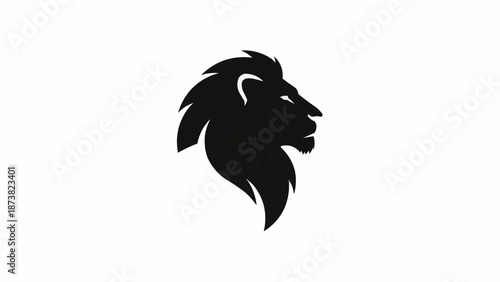Silhouette of a Majestic Lion Head Profile.