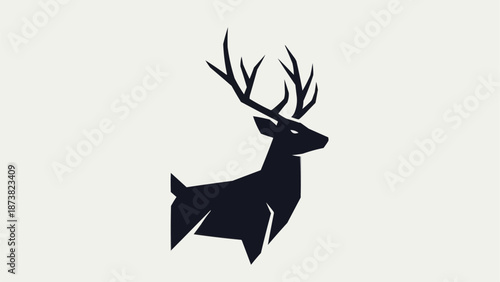 Stylized Silhouette of a Majestic Stag with Antlers.