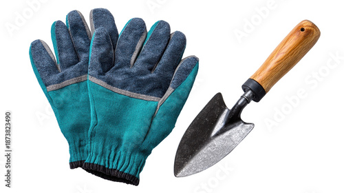 Wallpaper Mural Gardening gloves and trowel for outdoor work. Torontodigital.ca