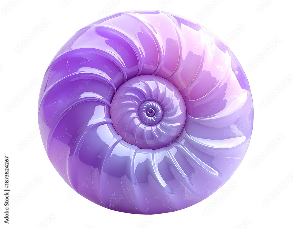 Obraz premium Cross-section of a glossy, spiraling, iridescent orb, black background