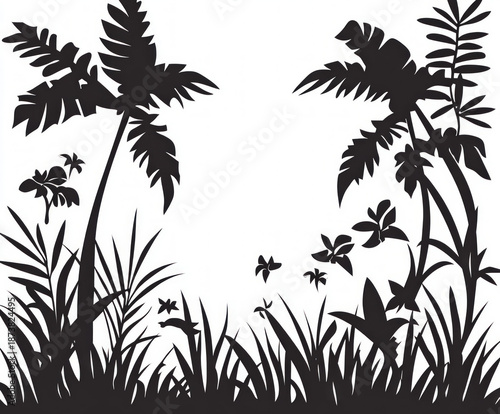 jungle silhouette , black a...
