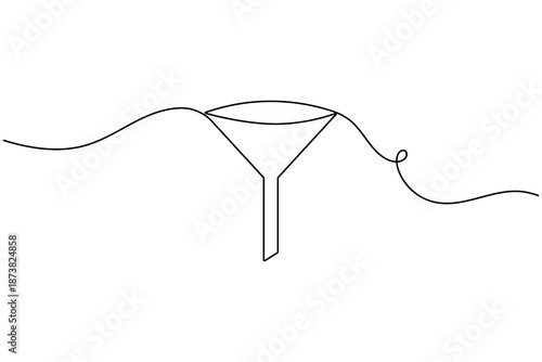 Business sales funnel icon and sign continuous one line drawing on white background minimalist conversion process symbol outline vector illustration