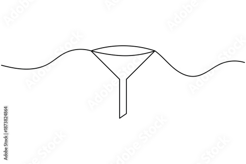 Business sales funnel icon and sign continuous one line drawing on white background minimalist conversion process symbol outline vector illustration