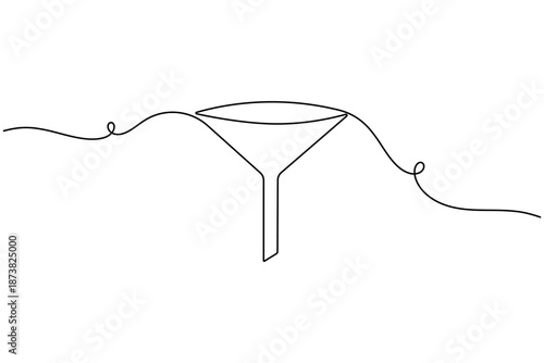 Business sales funnel icon and sign continuous one line drawing on white background minimalist conversion process symbol outline vector illustration