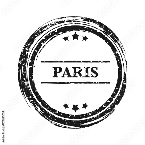 Post stamp, label or badge. Grunge imprint and postmark with text. Brown vintage circle postcard watermark. Used envelope design element. Vector illustration