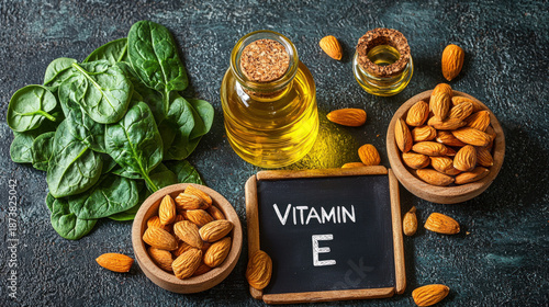 Text "VITAMIN E" on a chalk...