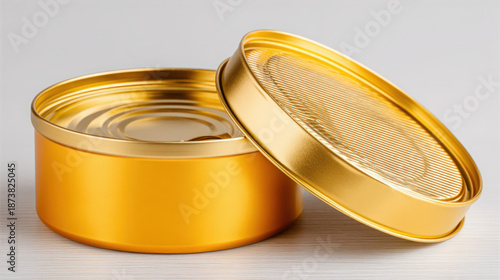 Tinned food isolated on a w...