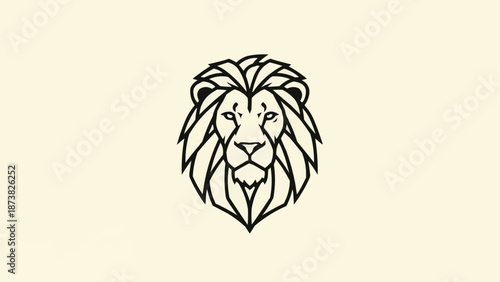 Stylized Lion Head Logo Design Minimalist Geometric Art.