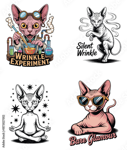 Sphynx Cats in Scientific, Meditative, and Glamorous Settings kitten animal