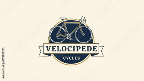 Vintage Velocipede Bicycle Emblem Logo Design.
