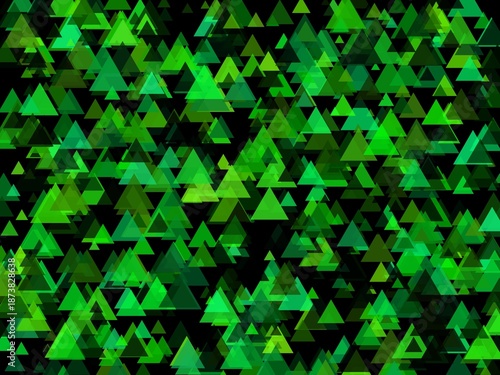 flat green equilateral triangle shapes over black background