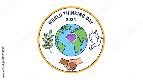 World Thinking Day 2024 with Handshake and Dove Symbolizing Peace and Unity