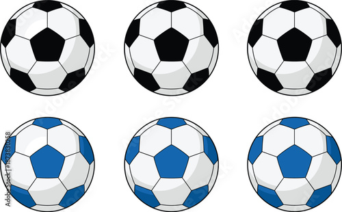 Football Ball Illustration Collection Showing Multiple Angles and Color Styles for Game, Training, and Match Graphics