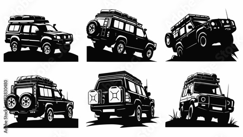 Off Road Vehicle Set Silhouette Vector Illustration.