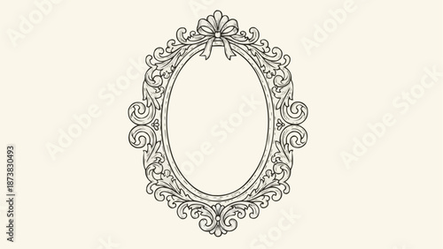 Ornate Oval Mirror Frame Decorative Vintage Design.