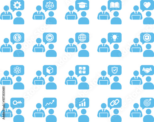 멘토링을 주제로 한 비즈니스 아이콘 시트