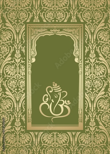 Ganesha, wedding card, royal Rajasthan, India	