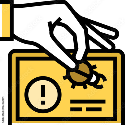 Hand removing bug from technology icon