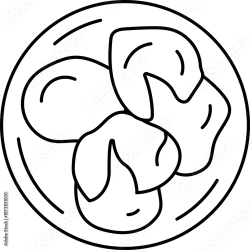 Hand-drawn icon of dumplings in a bowl