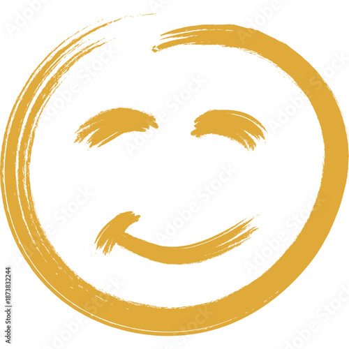 Hand-drawn yellow smiley face with closed eyes and slight smile