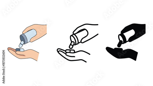 An illustration showing how to properly dispense hand sanitizer