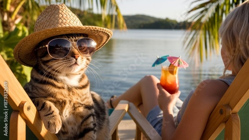 a person sitting on a bench with a cat