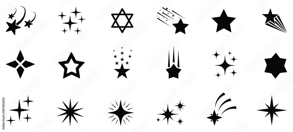 Fototapeta premium Star icons. Twinkling stars. Sparkles, shining burst. Set of black star sparkle icon set . bright star sparkle set.
