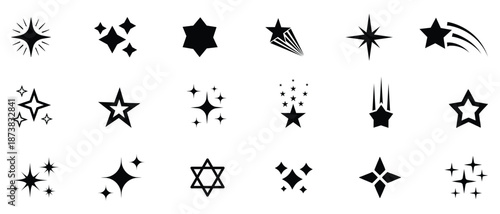 Star icons. Twinkling stars. Sparkles, shining burst. Modern geometric elements, shining star icon set.