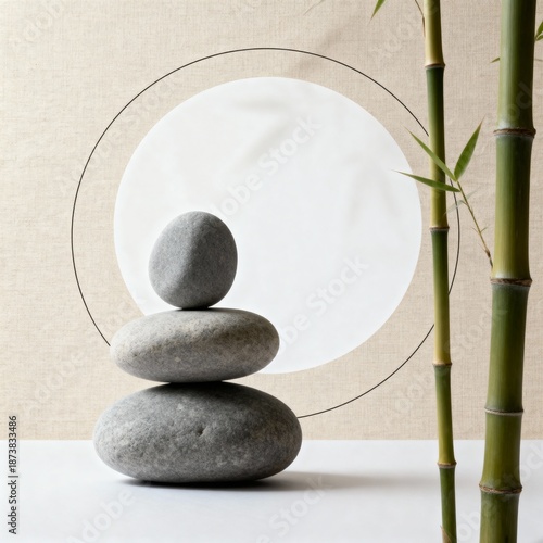 zen stones and bamboo