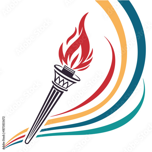 Stylized torch with flame, representing sports or athletic events.

