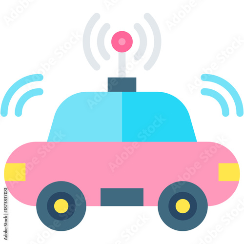 Autonomous Electric Smart Car Technology Icon