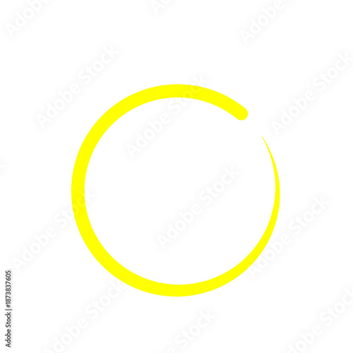 A vibrant yellow circle incomplete, representing a loading or progress indicator on a clean white background