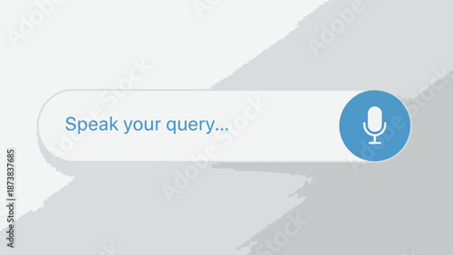 Interactive Search Bar with "Speak your query..." Text and Prominent Microphone Icon on a Light Grey Interface Background.
